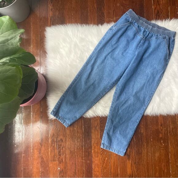 Vintage Straight Leg Jeans Pull On Waistband 100% cotton - Picture 1 of 6